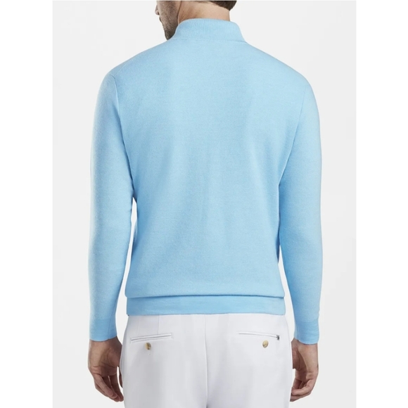 PETER MILLAR Crown Crafted Men's Victory Cashmere-Silk Quarter-Zip Blue … - Picture 3 of 11